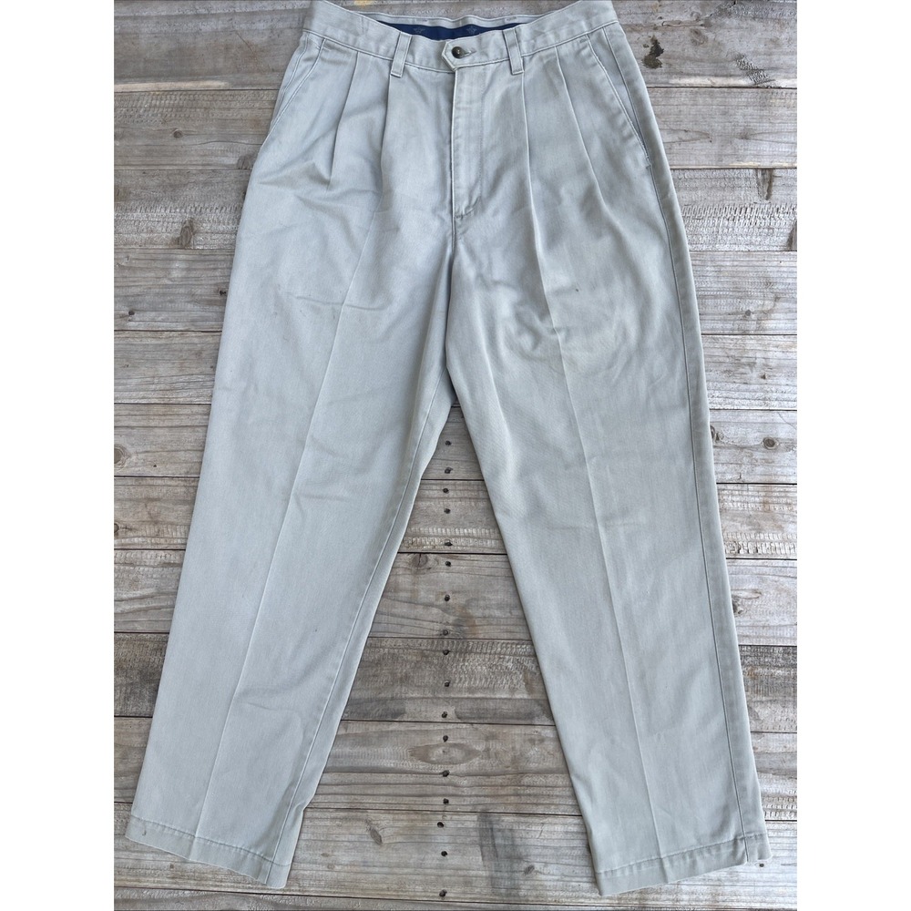 Dockers Men's 31x30 Pleated Twill Khaki Pants USA Made 100% Cotton Baggy Chino